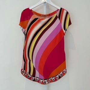 EMILIO PUCCI RED MULTI PRINT TOP MODEL 56RM45 SIZE IT 44 / US 10